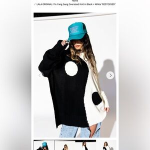 LALA ORIGINAL: Yin Yang Gang Oversized Knit in Black + White